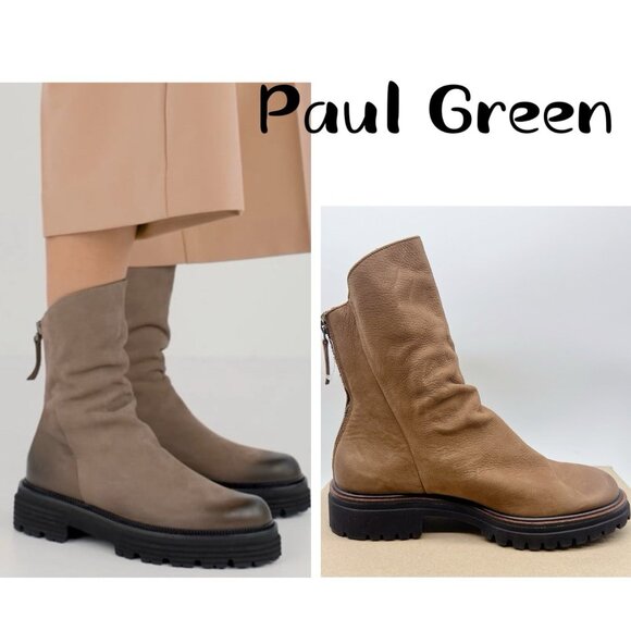 Paul Green Nobu Slouchy Boots Booties Brown Nubuck Leather AU 5 US 7.5 - Picture 1 of 12